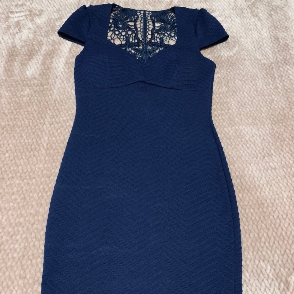 Navy Bodycon Dress with Lace